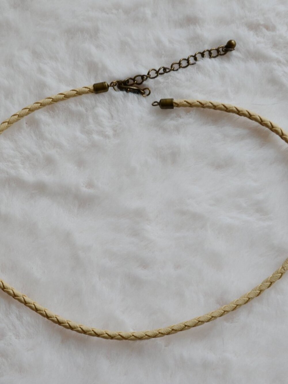 cream braided faux leather necklace